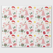 Roze en Rode Kerstvakantie inpakpapier (Vlak)