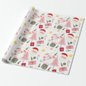 Roze en Rode Kerstvakantie inpakpapier (Uitgerold)