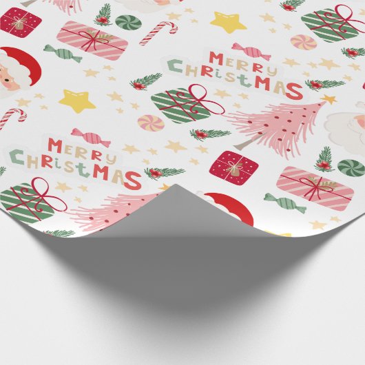 Roze en Rode Kerstvakantie inpakpapier (Hoek)