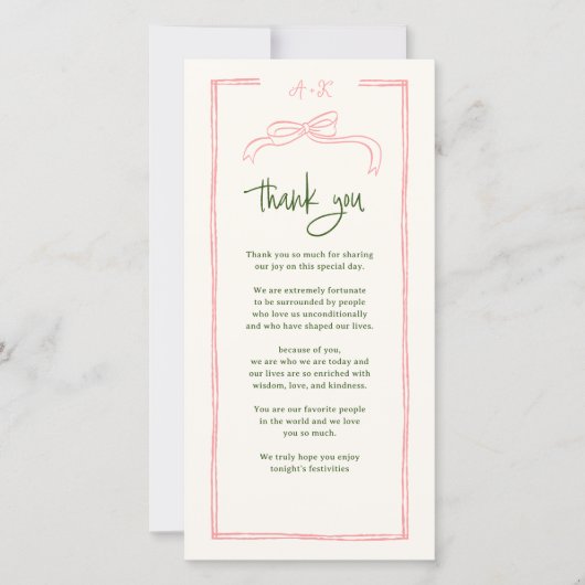Roze en rode kleurrijke bruiloft Dank je plaatje Bedankkaart (Voorkant)