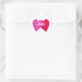 Roze en rode leunende harten, liefde Stickers (Tas)