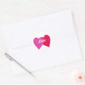 Roze en rode leunende harten, liefde Stickers (Envelop)