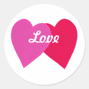 Roze en rode leunende harten, liefde Stickers