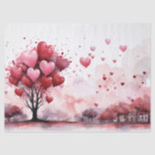 Roze en Rode Liefde's Omhelzen Hart Ballon Boom Tissuepapier (Voorkant)