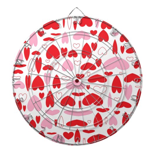 Roze en rode liefdesharten dartbord (Voorkant)