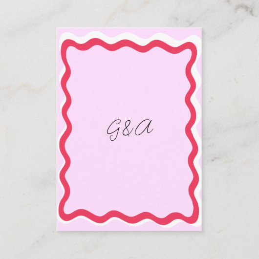 Roze en rode Lijst Retro 70s Details bruiloft Informatiekaartje (Achterkant)