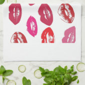 roze en rode lippen theedoek (Gevouwen)