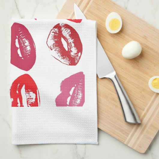 roze en rode lippen theedoek (Quarter Fold)