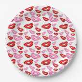 Roze en rode lippenstift prints papieren bordje (Voorkant)