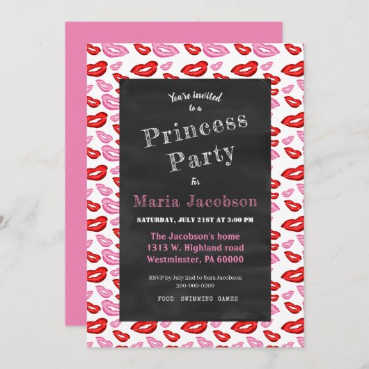 Roze en rode lipstick kaart (Voorkant / Achterkant)