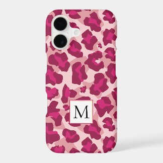 Roze en rode luipaard dierlijke print en monogram