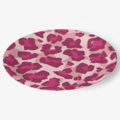 Roze en rode luipaard dierlijke print papieren bordje (Gekanteld)
