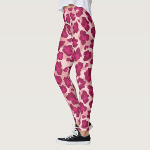 Roze en rode luipaard print leggings