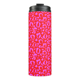 Roze en rode luipaardprintpatroon thermosbeker