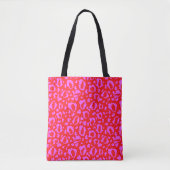 Roze en rode luipaardprintpatroon tote bag (Voorkant)