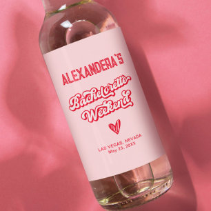 Roze en Rode Meidenavakfeestje Wijn Etiket