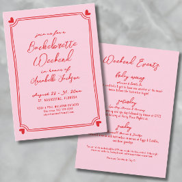 Roze en Rode Meisjes Weekendreisje Bachelorette Kaart