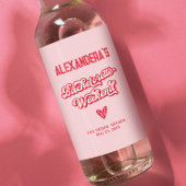 Roze en Rode Meisjesuitje Weekend Feestje Wijn Etiket