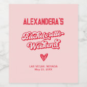 Roze en Rode Meisjesuitje Weekend Feestje Wijn Etiket (Enkel label)