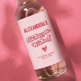 Roze en Rode Meisjesweekend Feestje Wijn Etiket