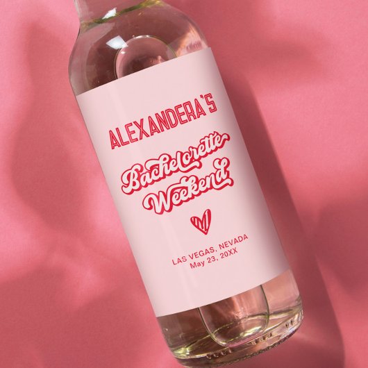 Roze en Rode Meisjesweekend Feestje Wijn Etiket