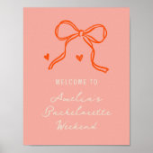 Roze en Rode Meisjesweekend Welkomstbord Poster (Voorkant)