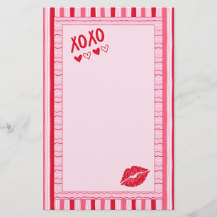 Roze en rode met de hand getekende strepen kantoor briefpapier