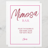 Roze en Rode Mimosa Bar Teken (Voorkant / Achterkant)