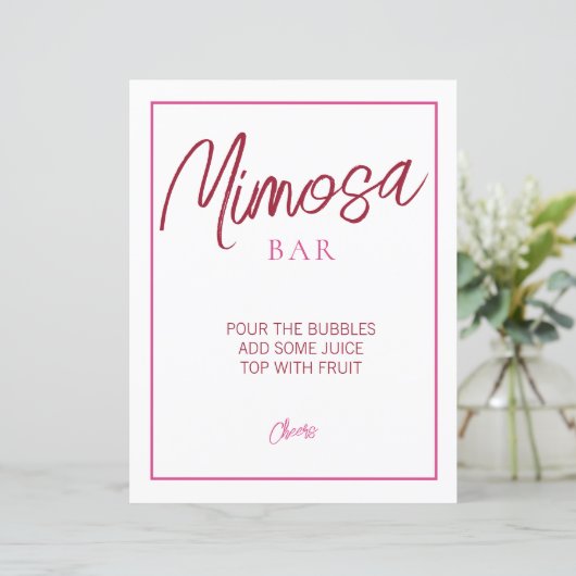 Roze en Rode Mimosa Bar Teken (Staand voorkant)