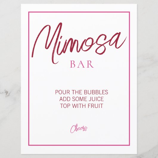 Roze en Rode Mimosa Bar Teken (Voorkant)
