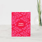 Roze en rode naaldbladeren Pasen gevouwen Kaart (Voorkant)