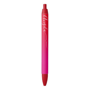 Roze en Rode Ombre Hart Handtekening Zwarte Inkt Pen