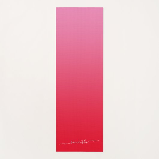 Roze en Rode Ombre Hart Script Naam Yogamat (Voorkant)
