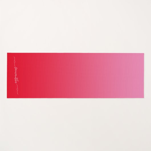 Roze en Rode Ombre Hart Script Naam Yogamat (Voorkant (horizontaal))