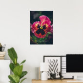 Roze en rode pansy bloem bedekt met regendruppels poster (Thuiskantoor)