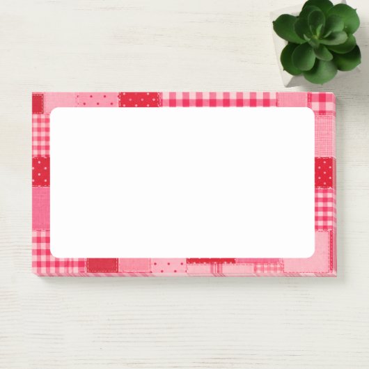 Roze en rode patchwork gepersonaliseerd post-it® notes (Kantoor)