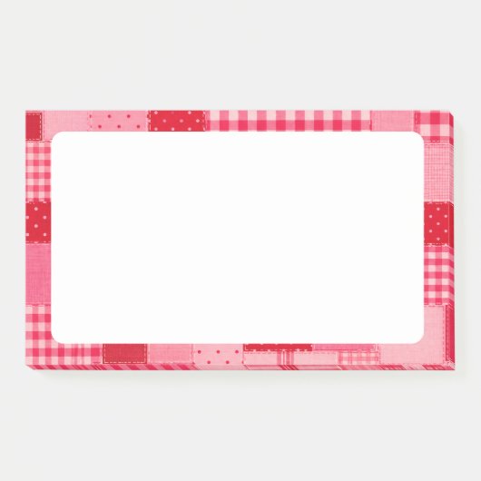 Roze en rode patchwork gepersonaliseerd post-it® notes (Voorkant)