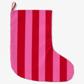 Roze en rode pepermunt strepen grote kerstsok (Voorkant)