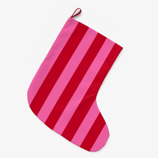 Roze en rode pepermunt strepen grote kerstsok (Voorkant (Hangend))