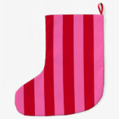 Roze en rode pepermunt strepen grote kerstsok (Achterkant)