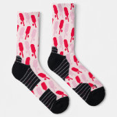 Roze en Rode Pickleball Patroon Sokken (Rechts)
