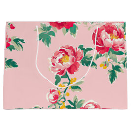 Roze en rode pioenroos Chinoiserie Floral Groot Cadeauzakje