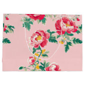 Roze en rode pioenroos Chinoiserie Floral Groot Cadeauzakje (Achterkant)