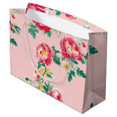 Roze en rode pioenroos Chinoiserie Floral Groot Cadeauzakje (Achterkant Gekanteld)