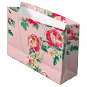 Roze en rode pioenroos Chinoiserie Floral Groot Cadeauzakje (Voorkant Gekanteld)