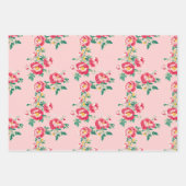 Roze en rode pioenroos Chinoiserie Floral Inpakpapier Vel (Voorkant 3)