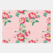 Roze en rode pioenroos Chinoiserie Floral Inpakpapier Vel (Voorkant 2)