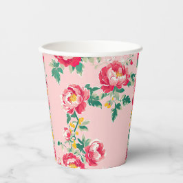 Roze en rode pioenroos Chinoiserie Floral Papieren Bekers