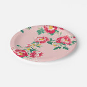 Roze en rode pioenroos Chinoiserie Floral Papieren Bordje (Gekanteld)