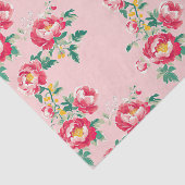 Roze en rode pioenroos Chinoiserie Floral Tissuepapier (Detail)